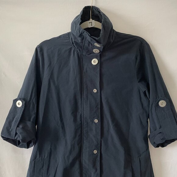LAL Live A Little Womens Blue Roll Tab Sleeve Snap Up Windbreaker Jacket Size M - Picture 3 of 11